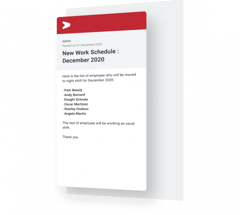 Announcement feature in attendance management software by Talenta